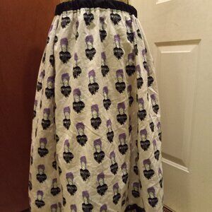 Knee length Gothic cotton skirt Beetlejuice/Lydia print
